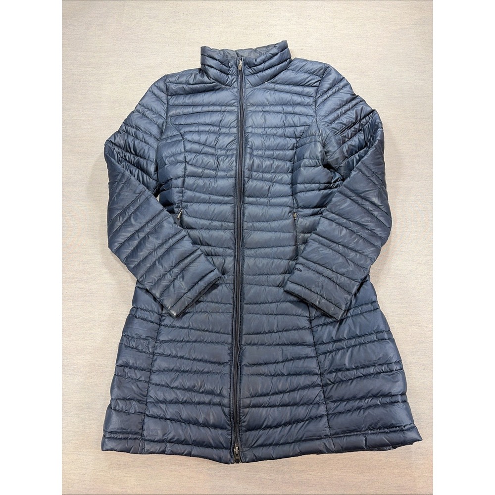 Patagonia Nano Puff Parka Womens Small Navy Blue Quilted Insulated Long Jacket